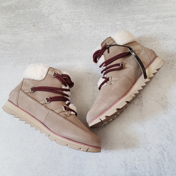 Sorel Harlow Lace Up Shearling Suede Waterproof Boots Sz 8 NWT - Picture 5 of 7